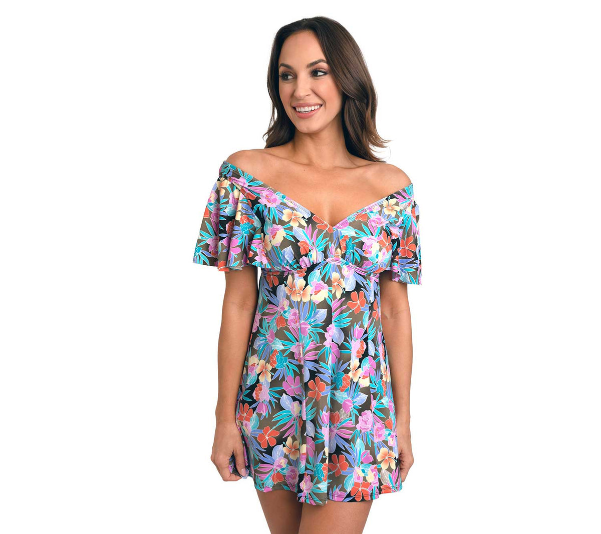 Fit 4 Ur C's Topaz Flutter Sleeved V Neck Dress – Fit4U Swim